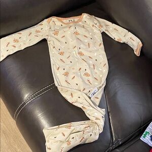 Miracle baby 0/6m tie gown Beige and Orange Kids Pajama Nightgown